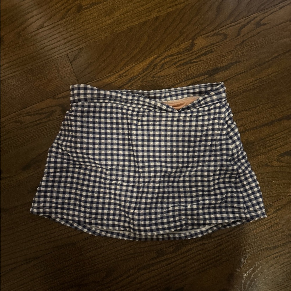 J. Crew Navy and White Checkered Mini Skirt